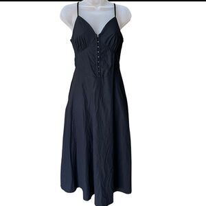 Sincerely Jules Black Corset A Line Midi Dress Sz S Sleeveless w/Pockets Smocked